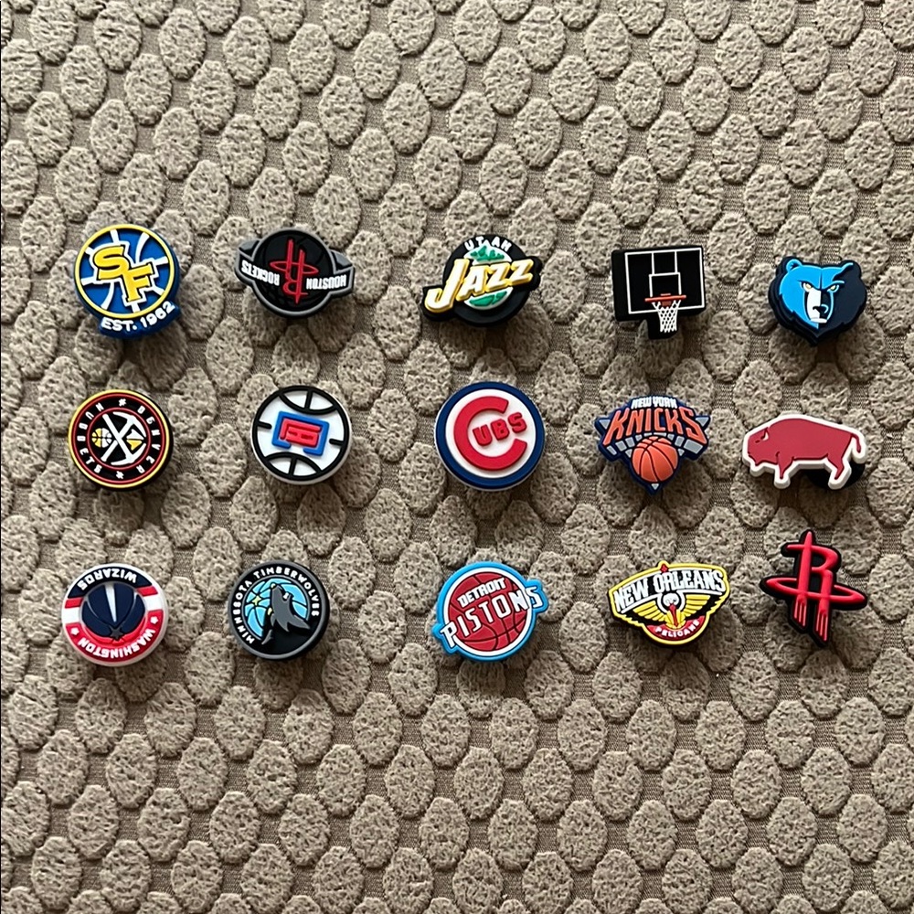 Lot of 14 NBA Basketball & Sports Shoe Charms for Crocs - Excellent Condition